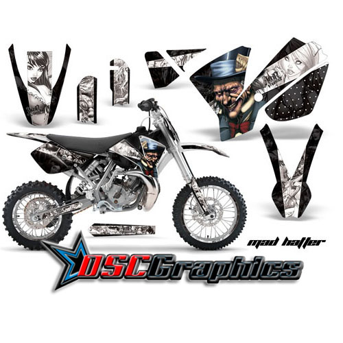 KTM SX 65 Dirt Bike Black Mad Hatter Sticker Kit Fits 2009-2011