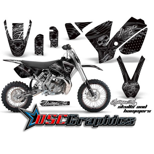 KTM SX 65 2002-2008 Dirt Bike Black Skulls And Hammers Sticker Kit