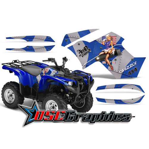 Yamaha Banshee Grizzly 550 ATV Blue T-bomber Graphic Kit Fits 2007-2011