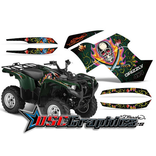 Yamaha Banshee Grizzly 700 2007-2011 ATV Green Pirates Graphic Kit