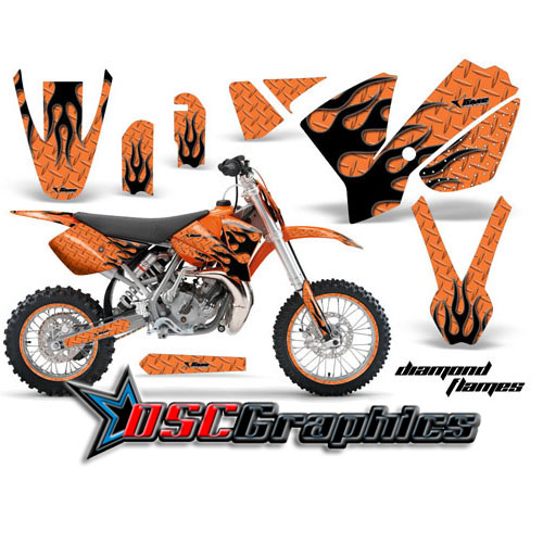 KTM SX 65 2002-2008 Dirt Bike Orange Diamond Flames Sticker Kit