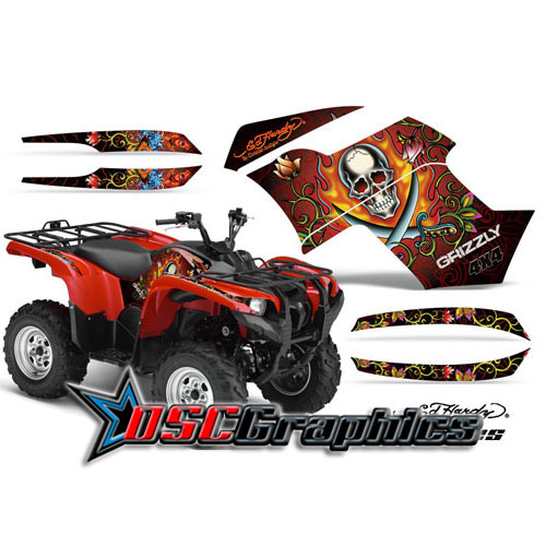 2007-2011 Yamaha Banshee Grizzly 700 ATV Red Pirates Graphic Kit