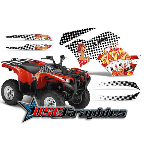 Yamaha Banshee Grizzly 550 ATV White Jackpot Graphic Kit Fits 2007-2011