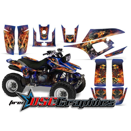 Quad Blue Firestorm Vinyl Graphic Kit Fits Yamaha Banshee Warrior 350