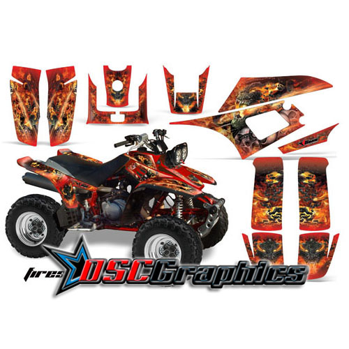 Yamaha Banshee Quad Red Firestorm Vinyl Graphic Kit Fits Warrior 350