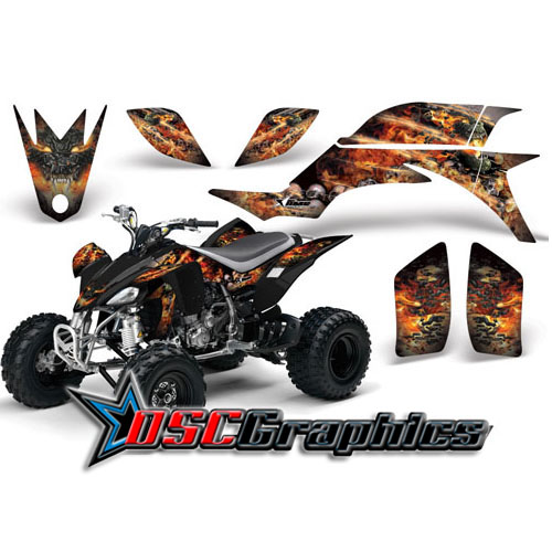 Yamaha Banshee YFZ450 Four Wheeler Black Firestorm Sticker Kit Fits 2004-2008