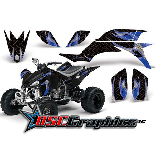 2004-2008 Yamaha Banshee YFZ450 Four Wheeler Blue Tribal Flames Sticker Kit