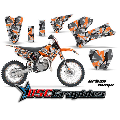 KTM SX 85 Dirt Bike Orange Urban Camo Graphic Sticker Kit Fits 2006-2011