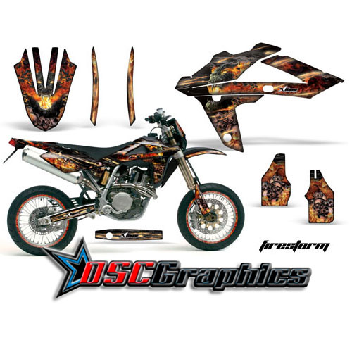 Husqvarna WR 510 Motocross Black Firestorm Graphic Sticker Kit Fits 2006-2011