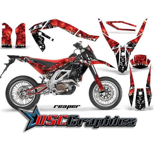 Aprilia SXV 450 Dirt Bike Red Reaper Sticker Kit Fits 2006-2011