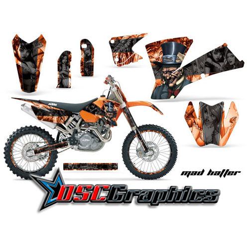 KTM C1 SX Dirt Bike Black Mad Hatter Sticker Kit Fits 2001-2004