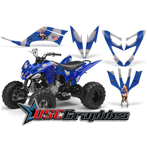 All Years Yamaha Banshee Raptor ATV Blue T-bomber Sticker Kit