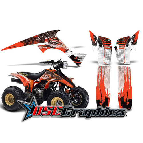 All Years Suzuki LT230R Four Wheeler Orange Carbon X Sticker Kit