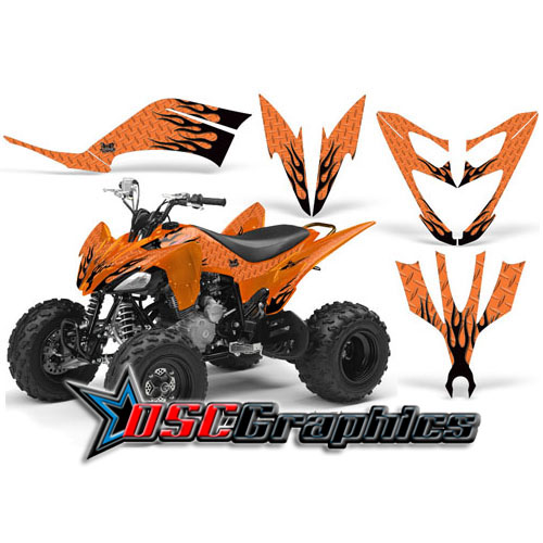 Yamaha Banshee Raptor ATV Orange Diamond Flames Sticker Kit Fits All Years