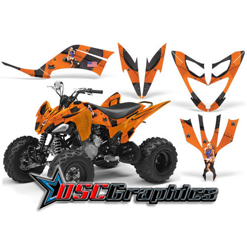 All Years Yamaha Banshee Raptor ATV Orange T-bomber Sticker Kit