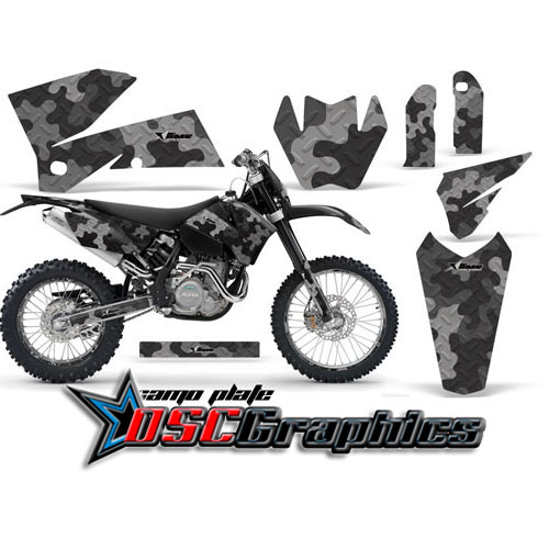 KTM C4 SX 2005-2006 Motocross Black Camo Plate Vinyl Kit