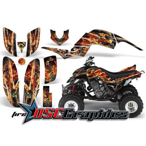 All Years Yamaha Banshee Raptor 660 Quad Black Firestorm Graphic Sticker Kit