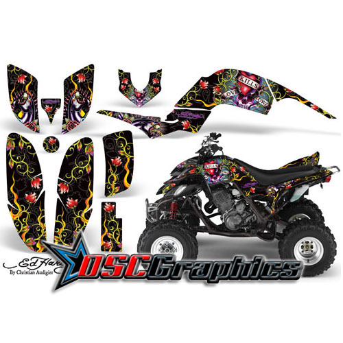 Yamaha Banshee Raptor 660 Quad Black Love Kills Graphic Sticker Kit Fits All Years