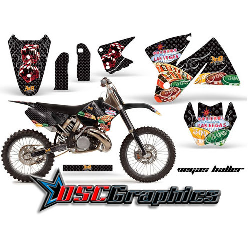 KTM C2 SX 300 1998-2000 Dirt Bike Black Vegas Baller Graphic Sticker Kit