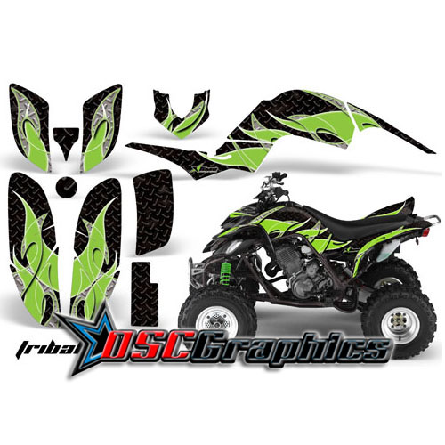 Yamaha Banshee Raptor 660 Quad Green Tribal Flames Graphic Sticker Kit Fits All Years