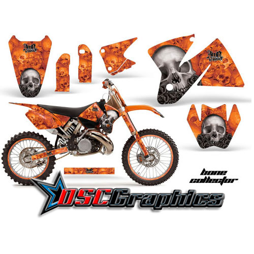 1998-2000 KTM C2 SX 300 Dirt Bike Orange Bone Collector Graphic Sticker Kit