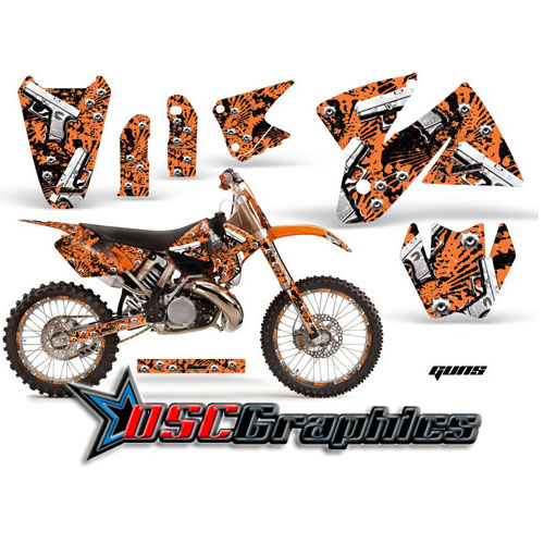 KTM C2 SX 200 Dirt Bike Orange Gun Graphic Sticker Kit Fits 1998-2000