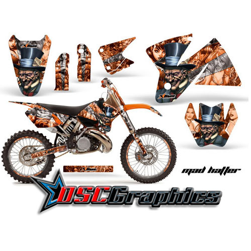 KTM C2 SX 300 1998-2000 Dirt Bike Orange Mad Hatter Graphic Sticker Kit