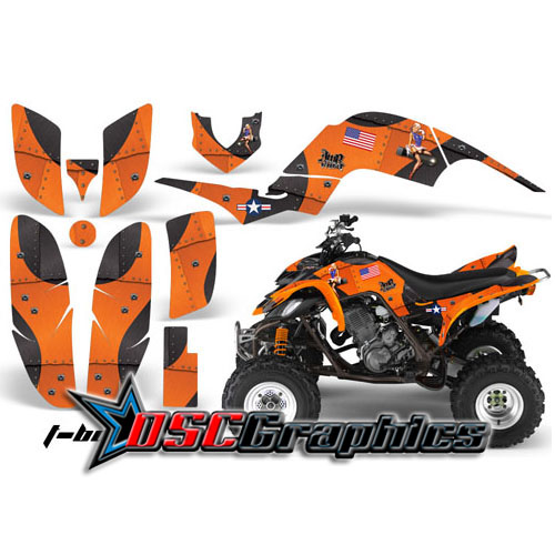 All Years Yamaha Banshee Raptor 660 Quad Orange T-bomber Graphic Sticker Kit