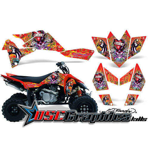 2005-2007 Suzuki LTR450 ATV Red Love Kills Graphic Sticker Kit