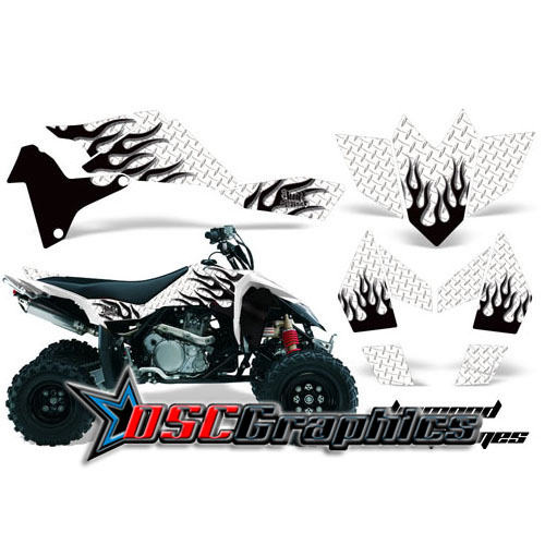 Suzuki LTR450 2008-2011 ATV White Diamond Flames Graphic Sticker Kit