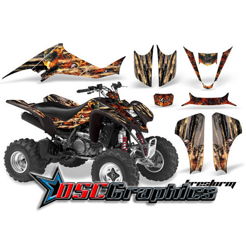 Suzuki LTZ400 Four Wheeler Black Firestorm Sticker Kit Fits 2004-2008