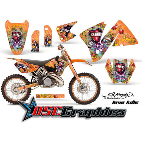 KTM C3 MXC 450 Motocross Orange Love Kills Vinly Graphic Kit Fits 2001-2002