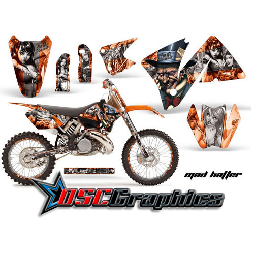 2001-2002 KTM C3 MXC Motorcross Orange Mad Hatter Vinly Graphic Kit