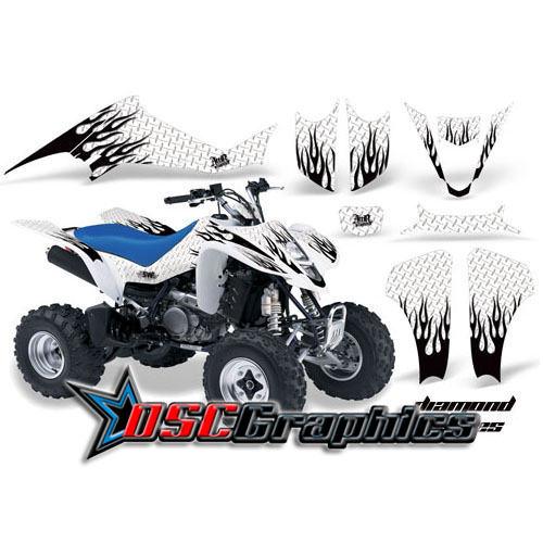 2004-2008 Suzuki LTZ400 Four Wheeler White Diamond Flames Sticker Kit