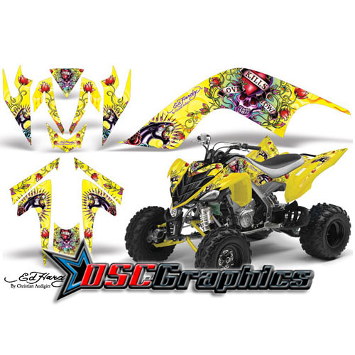 Yamaha Banshee Raptor 700 ATV Yellow Love Kills Vinyl Graphic Kit Fits All Years