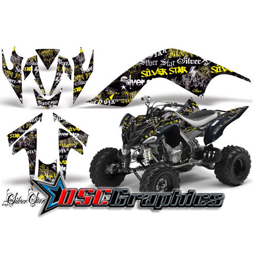 All Years Yamaha Banshee Raptor 700 ATV Yellow Silver Haze Vinyl Graphic Kit