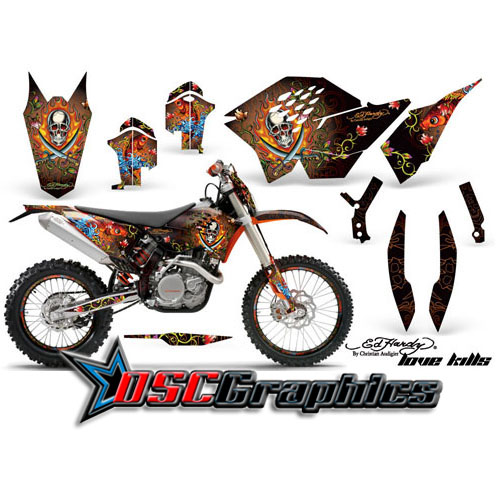 KTM C5 XC Dirt Bike Orange Love Kills Sticker Kit Fits 2008-2010