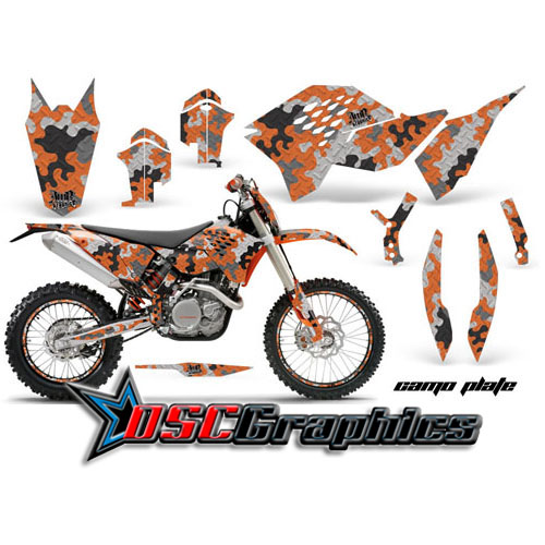 KTM C5 XCF 2008-2010 Motocross Orange Camo Plate Vinyl Kit