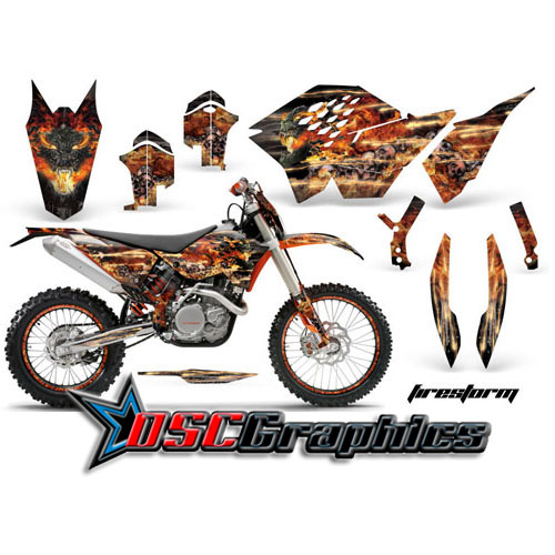 KTM C5 XCF Motocross Orange Firestorm Vinyl Kit Fits 2008-2010