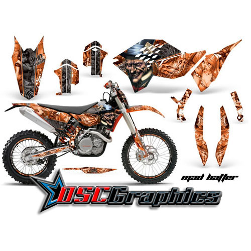 KTM C5 XC 2008-2010 Dirt Bike Orange Mad Hatter Sticker Kit