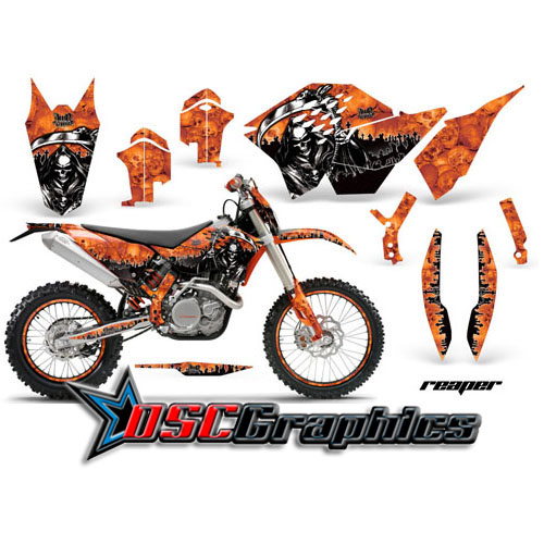 KTM C5 XC Dirt Bike Orange Reaper Sticker Kit Fits 2008-2010