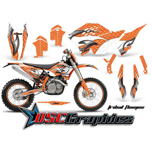 KTM C5 XC 2008-2010 Dirt Bike Orange Tribal Flames Sticker Kit