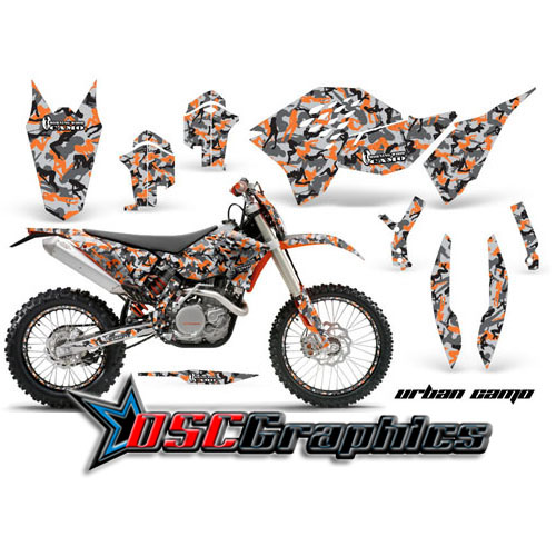 2008-2010 KTM C5 XCF Motocross Orange Urban Camo Vinyl Kit