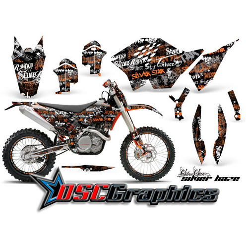 KTM C5 XC Dirt Bike Orange Silver Haze Sticker Kit Fits 2008-2010