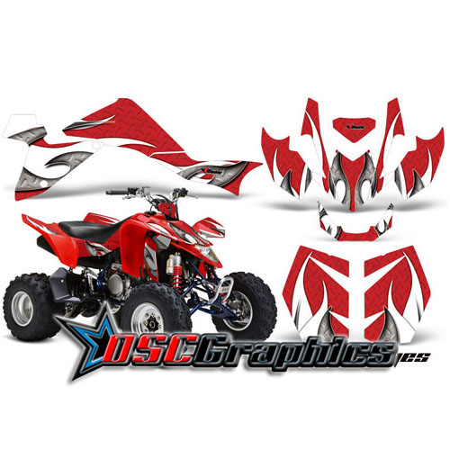 Suzuki LTZ400 ATV Red Tribal Flames Vinyl Graphic Kit Fits 2009-2011