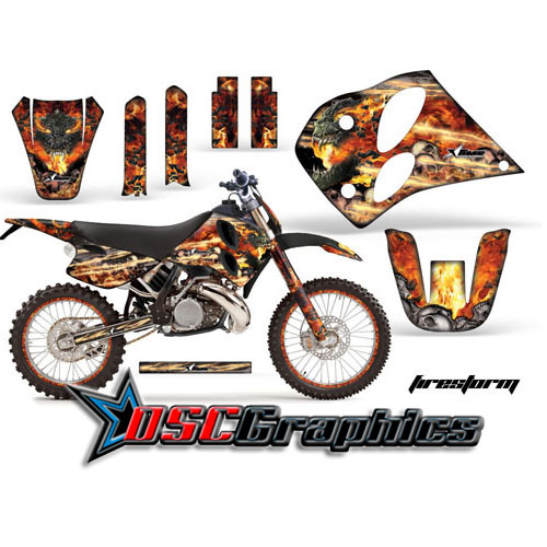 1993-1997 KTM C4 Two Stroke SX Motocross Black Firestorm Vinly Graphic Kit