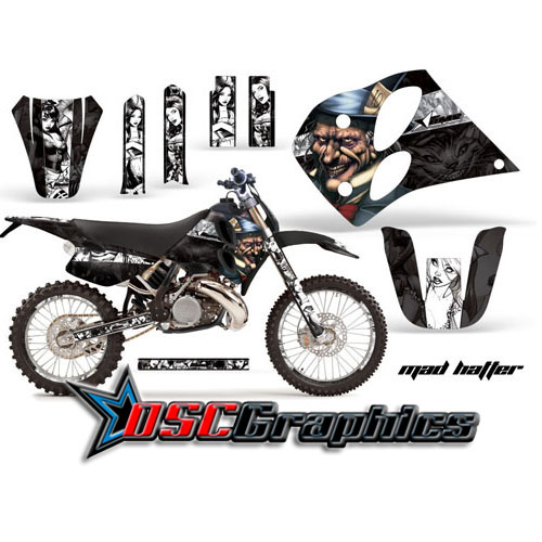 KTM C4 Two Stroke SX Motocross Bkack Mad Hatter Vinly Graphic Kit Fits 1993-1997