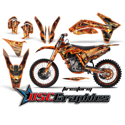 KTM C7 SX-F 2011 Dirt Bike Orange Firestorm Vinyl Kit