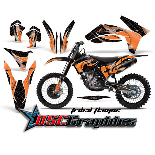 KTM C7 SX 150 Motocross Orange Tribal Flames Sticker Kit Fits 2011