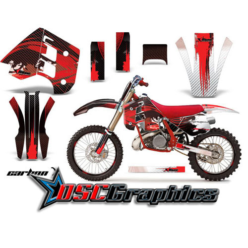 KTM C8 EXC 300 1990-1992 Motocross Red Carbon X Graphic Kit